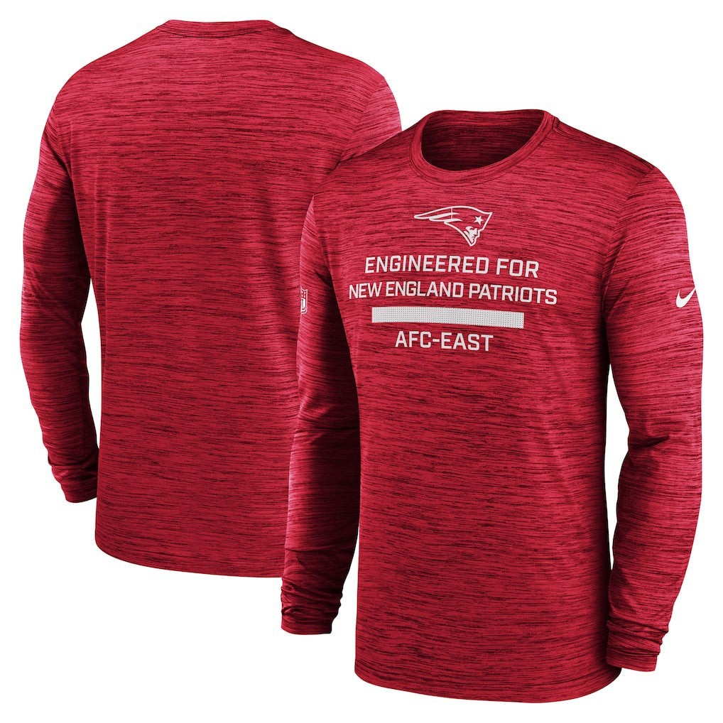 New England Patriots Sideline Velocity Performance Long Sleeve T-Shirt - Red  - Red T-shirts