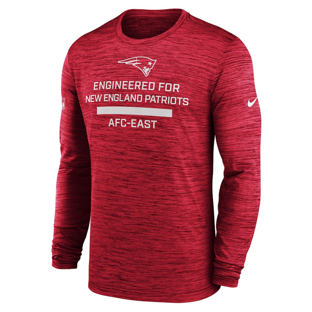 New England Patriots Sideline Velocity Performance Long Sleeve T-Shirt - Red  - Red T-shirts