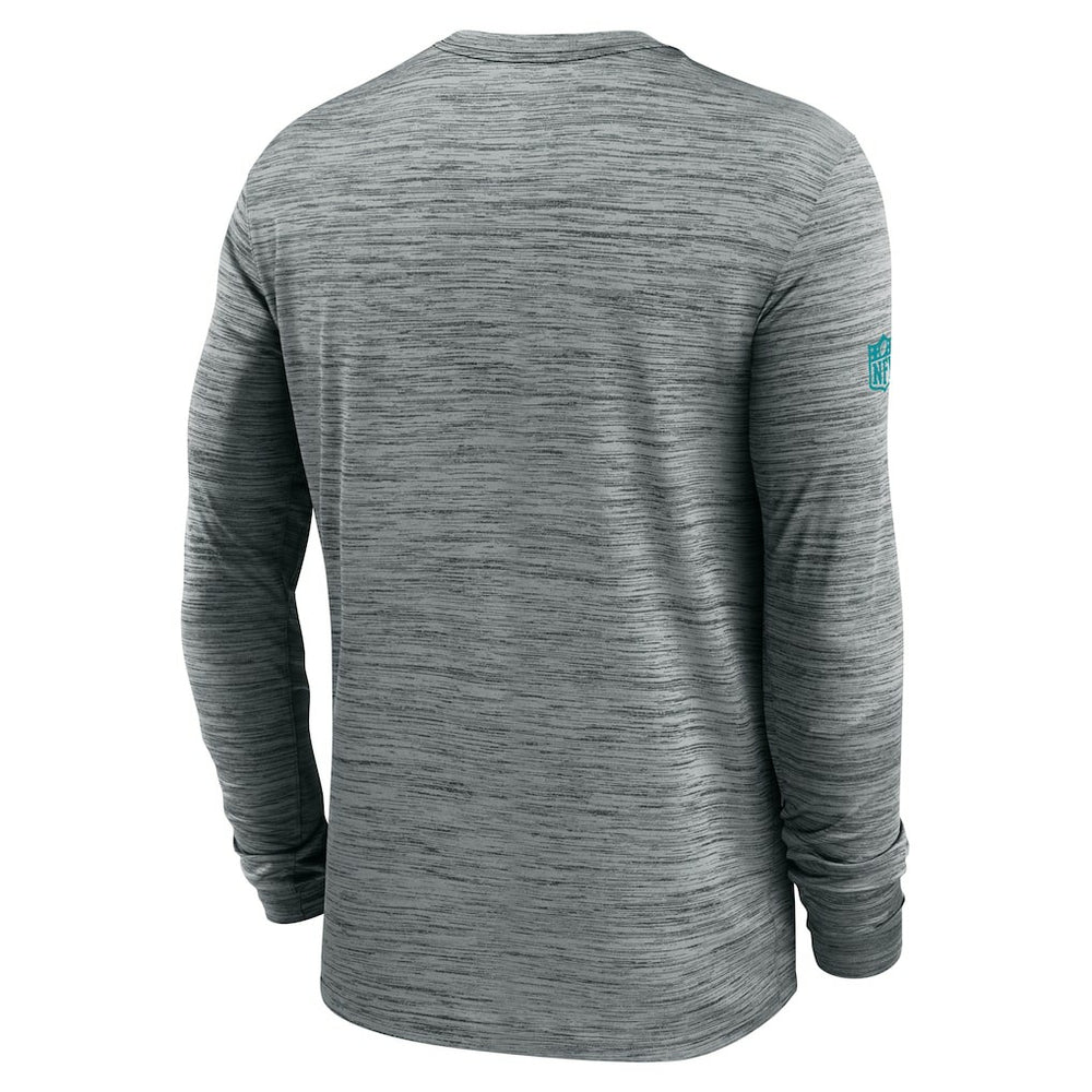 Miami Dolphins Sideline Velocity Performance Long Sleeve T-Shirt - Gray  - Gray T-shirts