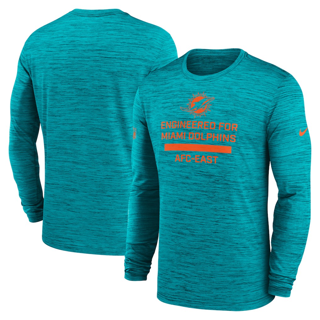 Miami Dolphins Sideline Velocity Performance Long Sleeve T-Shirt - Aqua  - Aqua T-shirts