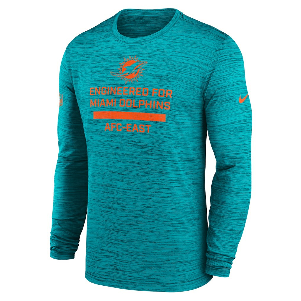 Miami Dolphins Sideline Velocity Performance Long Sleeve T-Shirt - Aqua  - Aqua T-shirts