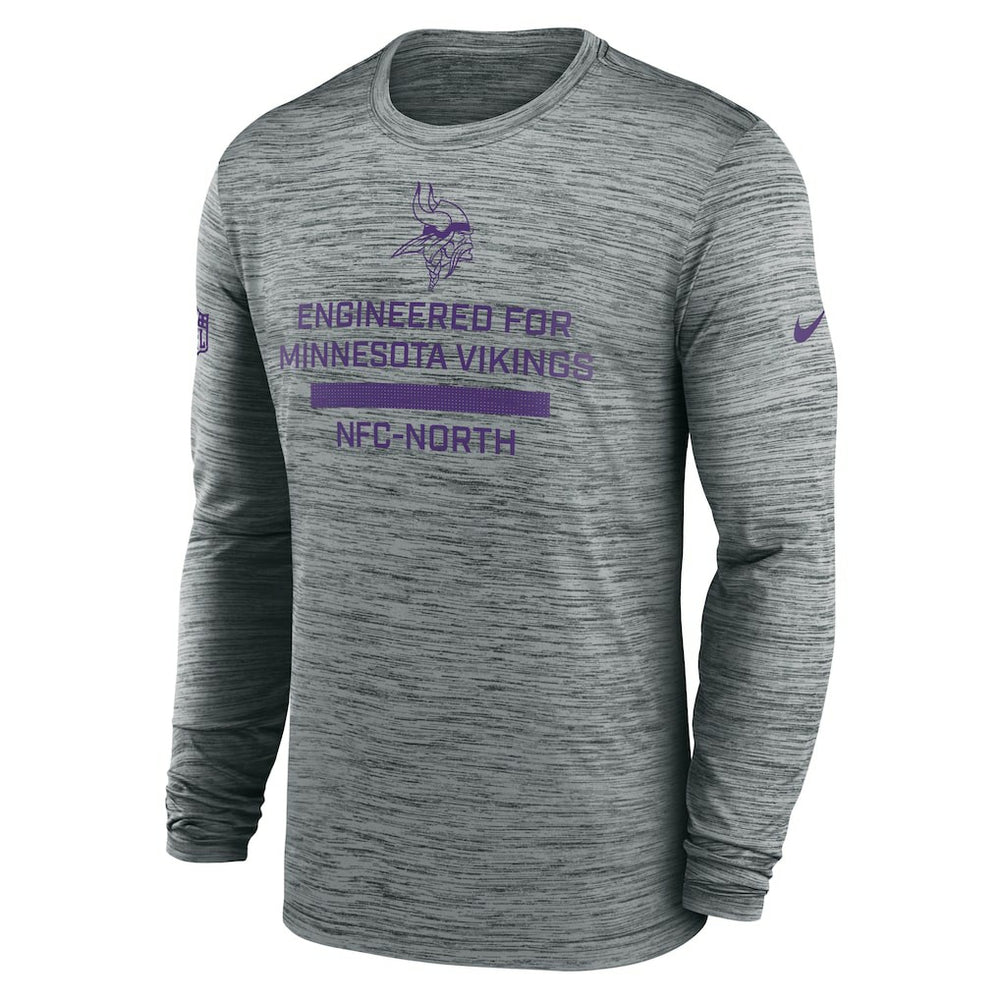 Minnesota Vikings Sideline Velocity Performance Long Sleeve T-Shirt - Gray  - Gray T-shirts