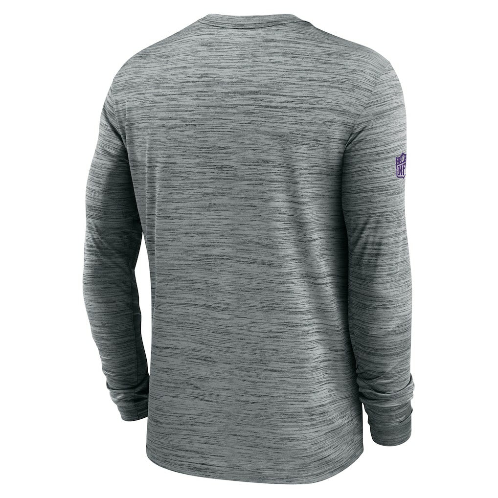 Minnesota Vikings Sideline Velocity Performance Long Sleeve T-Shirt - Gray  - Gray T-shirts