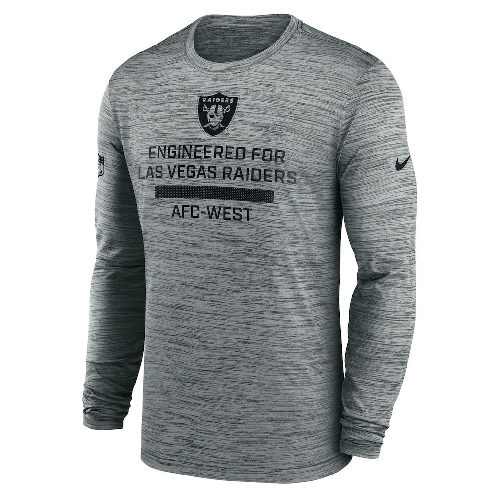 Las Vegas Raiders Sideline Velocity Performance Long Sleeve T-Shirt - Gray  - Gray T-shirts
