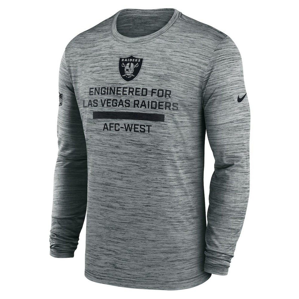 Las Vegas Raiders Sideline Velocity Performance Long Sleeve T-Shirt - Gray  - Gray T-shirts