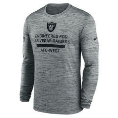 Las Vegas Raiders Sideline Velocity Performance Long Sleeve T-Shirt - Gray  - Gray T-shirts