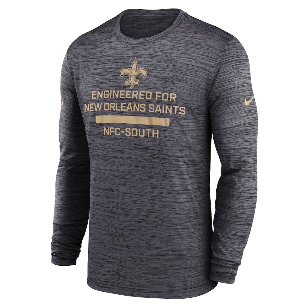 New Orleans Saints Sideline Velocity Performance Long Sleeve T-Shirt - Black  - Black T-shirts