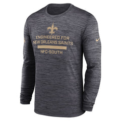 New Orleans Saints Sideline Velocity Performance Long Sleeve T-Shirt - Black  - Black T-shirts