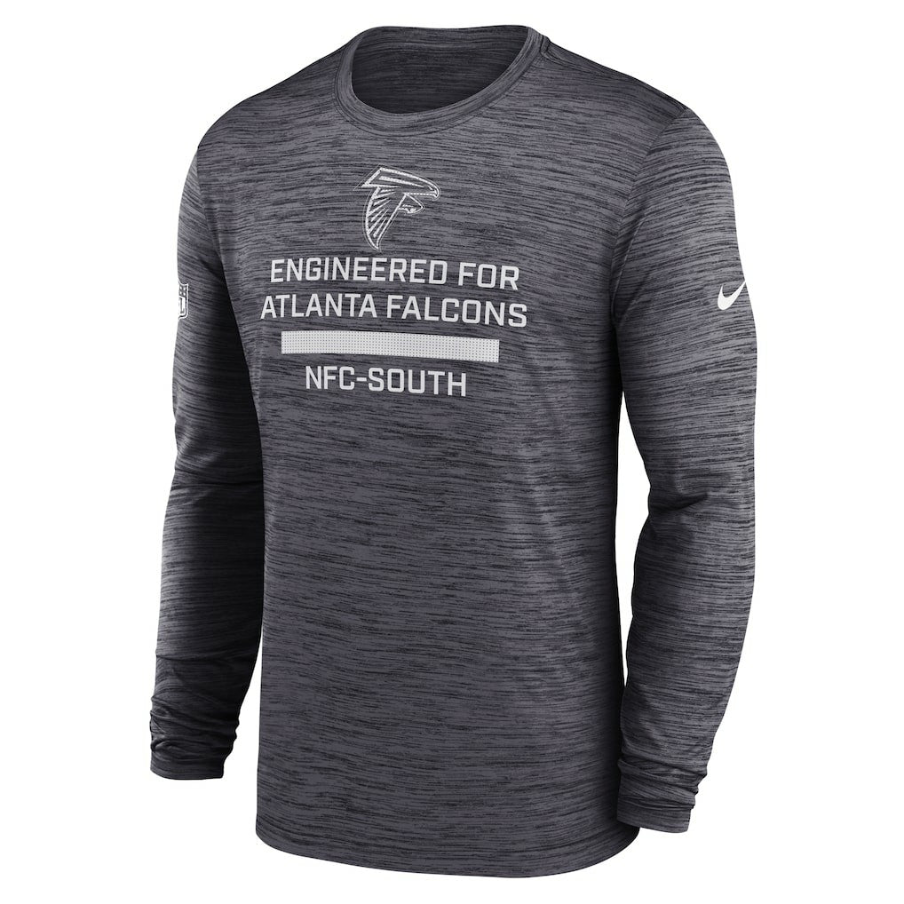 Atlanta Falcons Sideline Velocity Performance Long Sleeve T-Shirt - Charcoal  - Charcoal T-shirts
