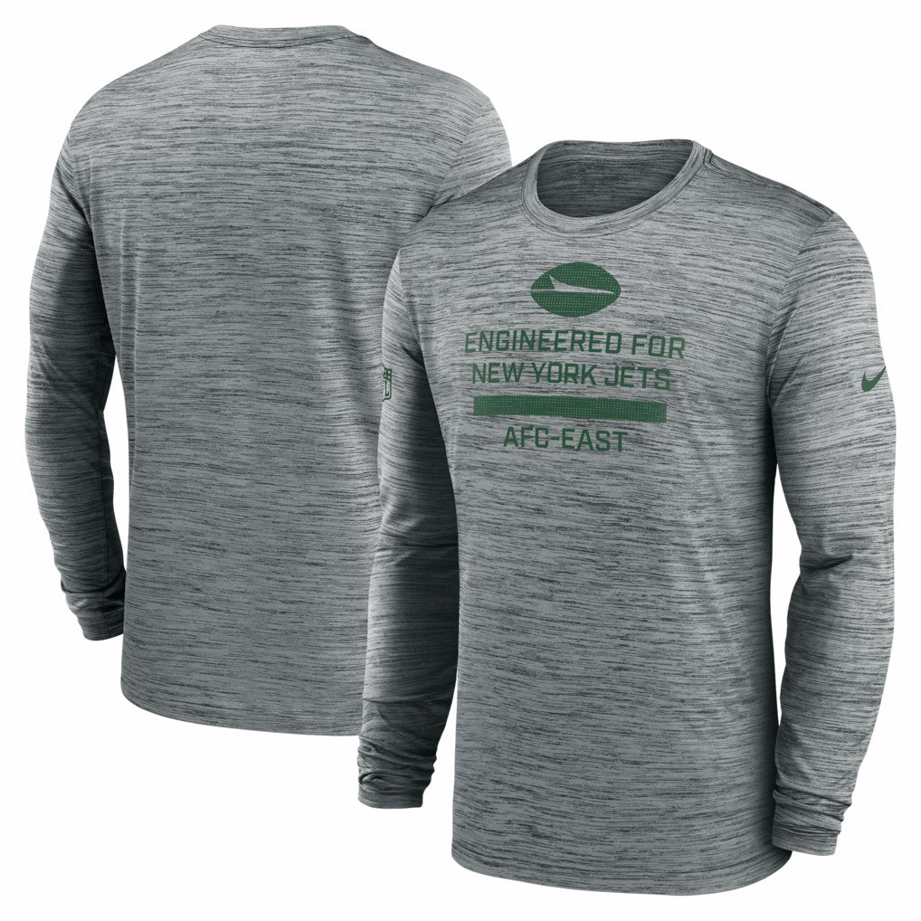 New York Jets Sideline Velocity Performance Long Sleeve T-Shirt - Gray  - Gray T-shirts