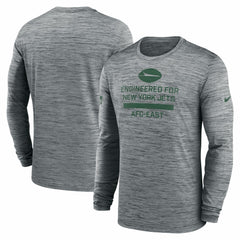 New York Jets Sideline Velocity Performance Long Sleeve T-Shirt - Gray  - Gray T-shirts