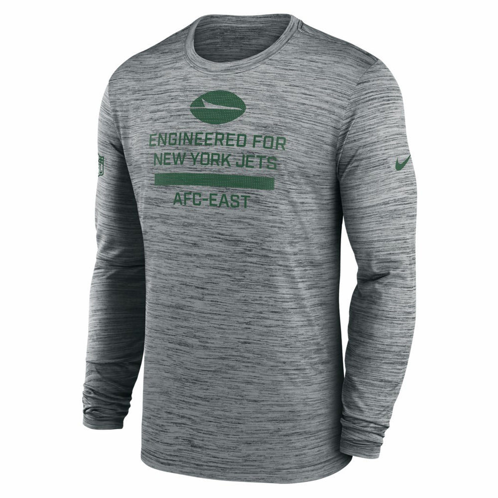 New York Jets Sideline Velocity Performance Long Sleeve T-Shirt - Gray  - Gray T-shirts