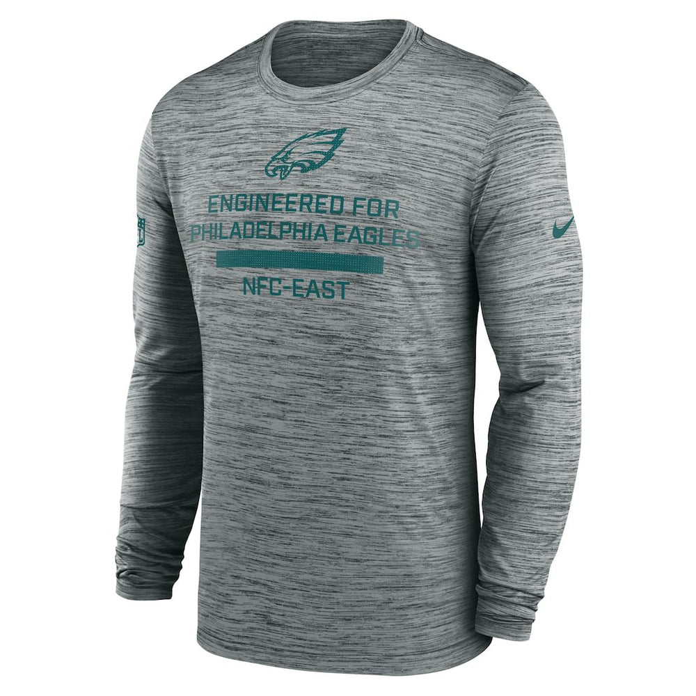 Philadelphia Eagles Sideline Velocity Performance Long Sleeve T-Shirt - Gray  - Gray T-shirts