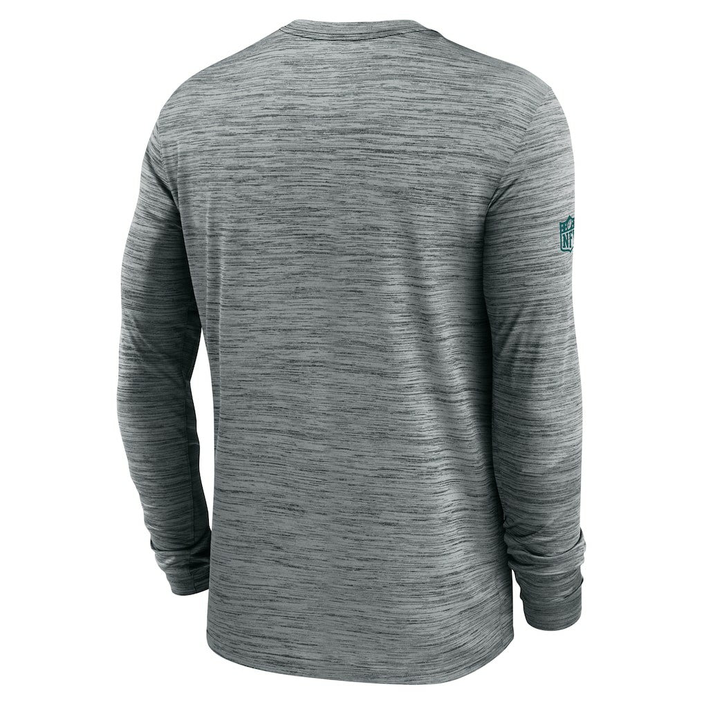 Philadelphia Eagles Sideline Velocity Performance Long Sleeve T-Shirt - Gray  - Gray T-shirts