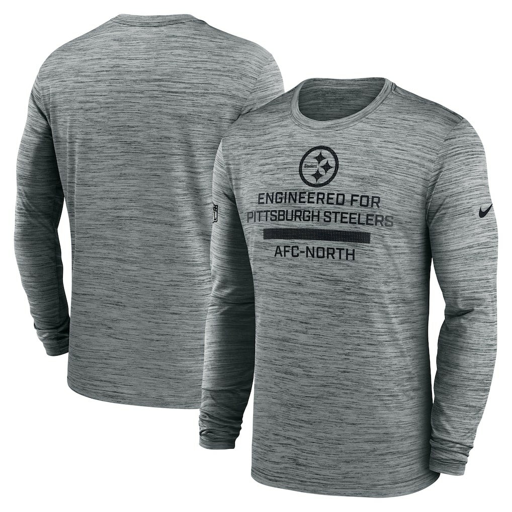 Pittsburgh Steelers Sideline Velocity Performance Long Sleeve T-Shirt - Gray  - Gray T-shirts