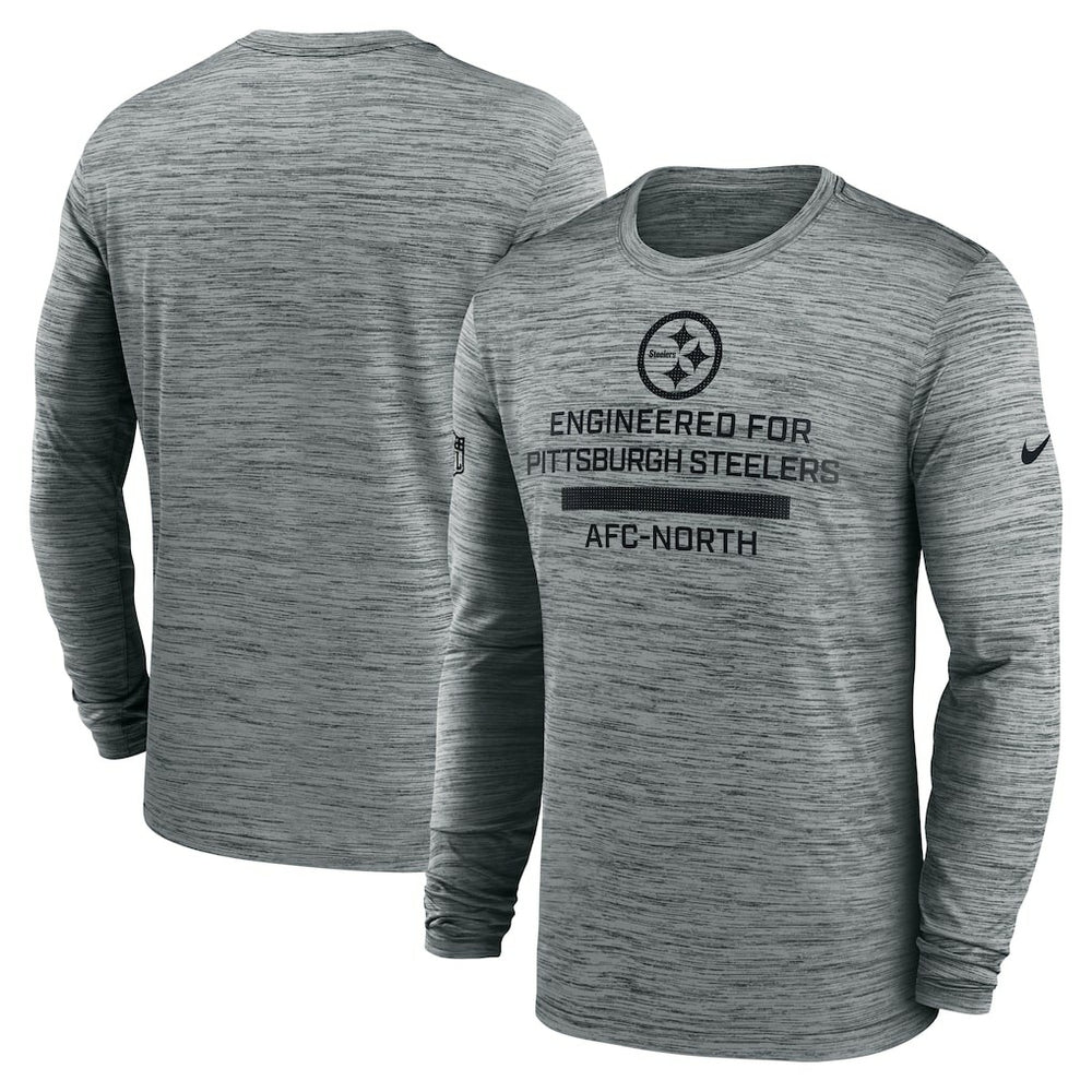 Pittsburgh Steelers Sideline Velocity Performance Long Sleeve T-Shirt - Gray  - Gray T-shirts