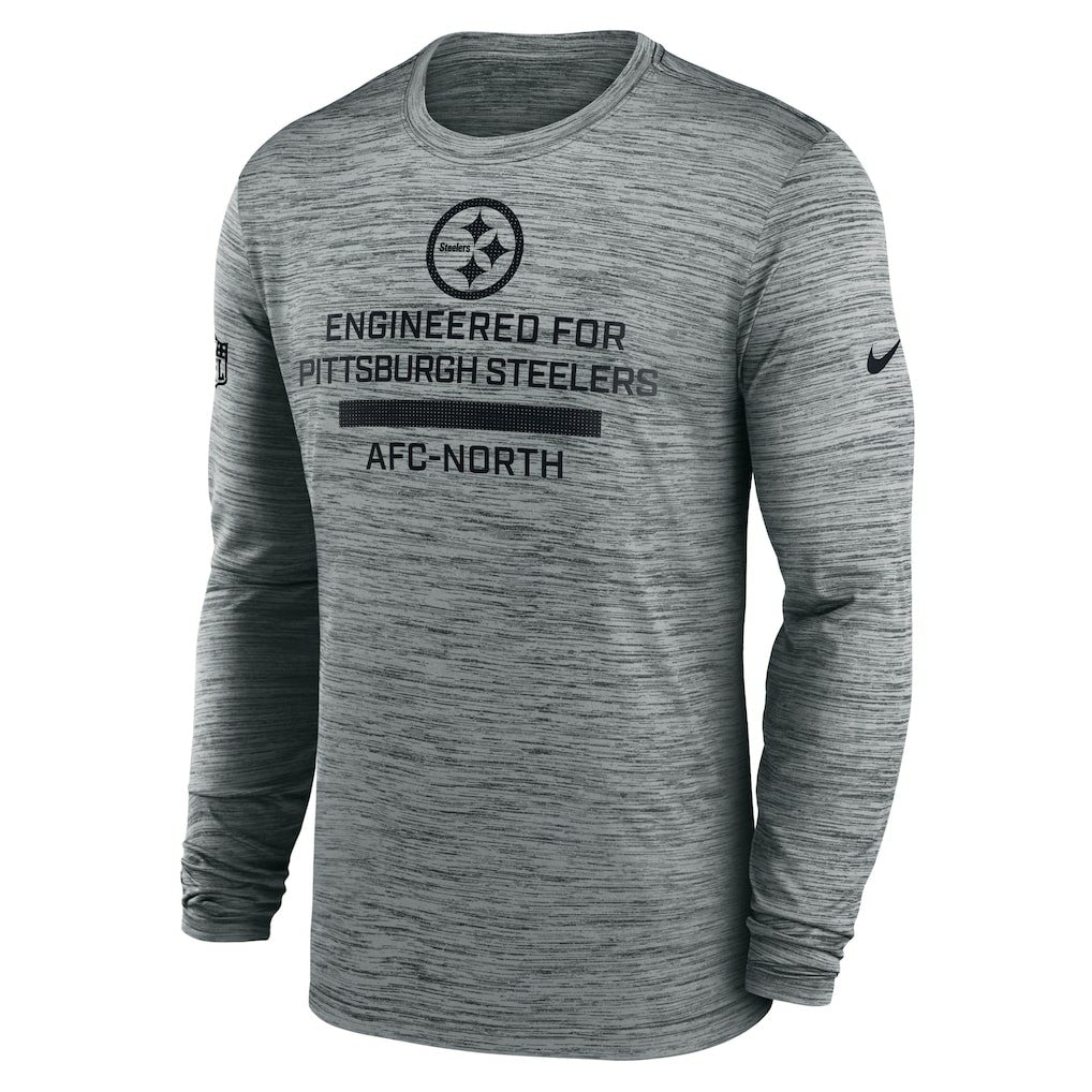 Pittsburgh Steelers Sideline Velocity Performance Long Sleeve T-Shirt - Gray  - Gray T-shirts