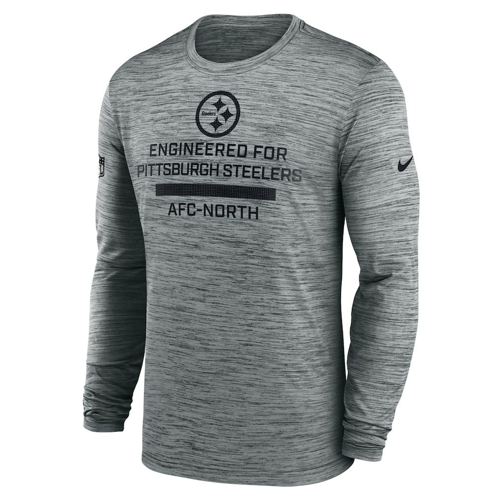 Pittsburgh Steelers Sideline Velocity Performance Long Sleeve T-Shirt - Gray  - Gray T-shirts