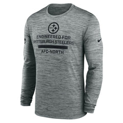 Pittsburgh Steelers Sideline Velocity Performance Long Sleeve T-Shirt - Gray  - Gray T-shirts