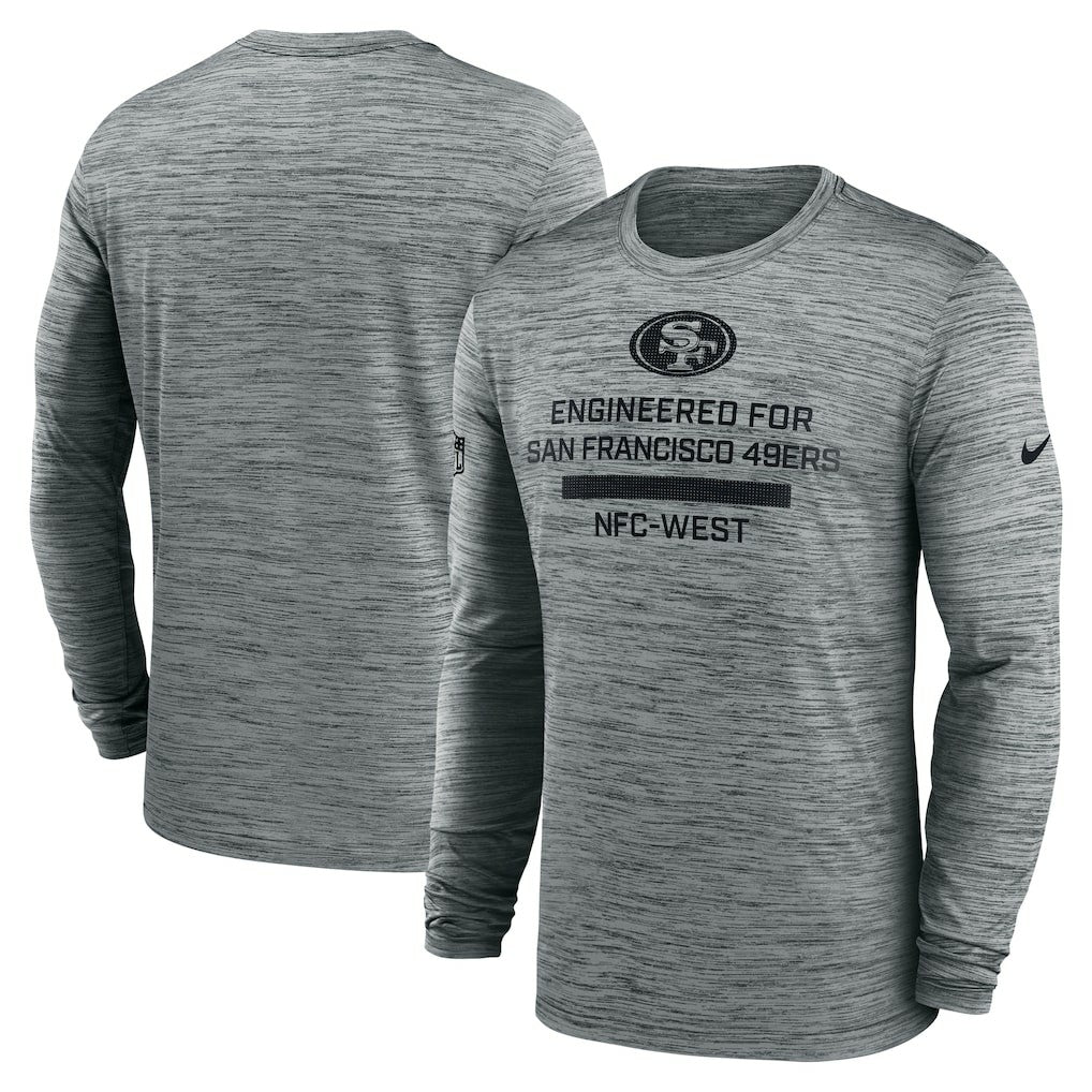 San Francisco 49ers Sideline Velocity Performance Long Sleeve T-Shirt - Gray  - Gray T-shirts