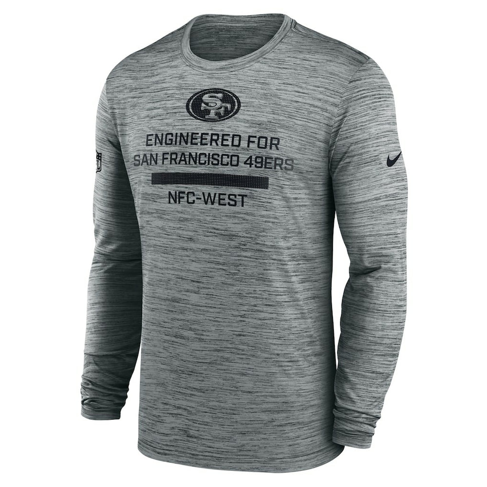 San Francisco 49ers Sideline Velocity Performance Long Sleeve T-Shirt - Gray  - Gray T-shirts