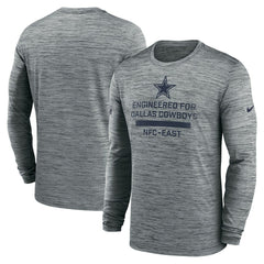 Dallas Cowboys Sideline Velocity Performance Long Sleeve T-Shirt - Gray  - Gray T-shirts