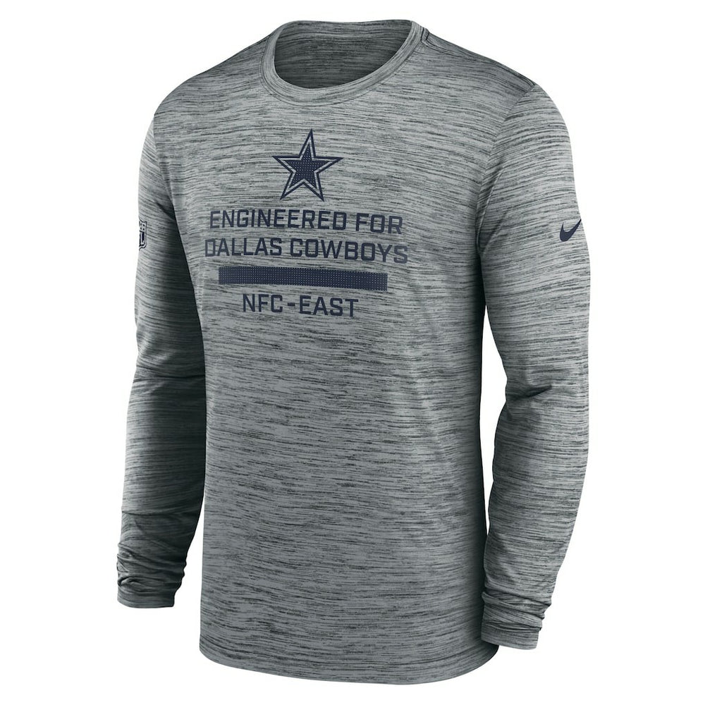 Dallas Cowboys Sideline Velocity Performance Long Sleeve T-Shirt - Gray  - Gray T-shirts