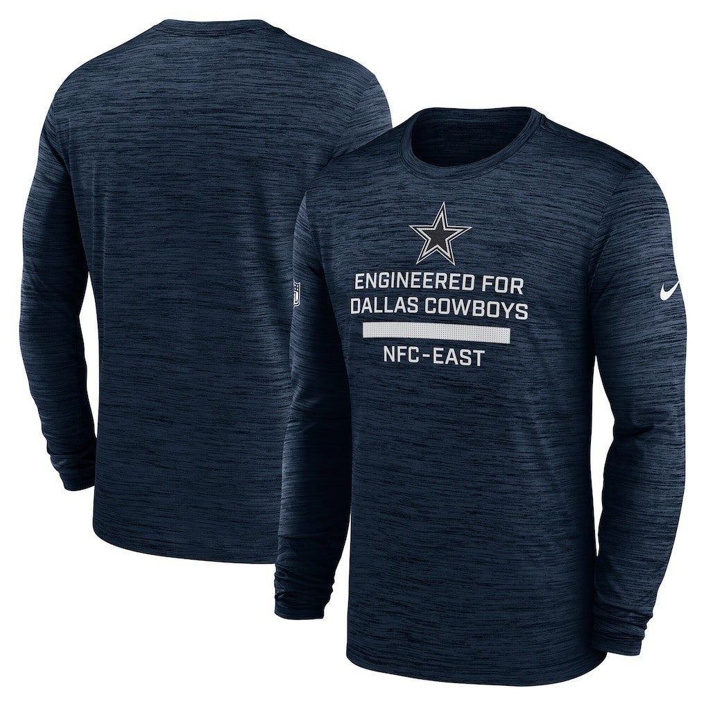 Dallas Cowboys Sideline Velocity Performance Long Sleeve T-Shirt - Navy  - Navy T-shirts