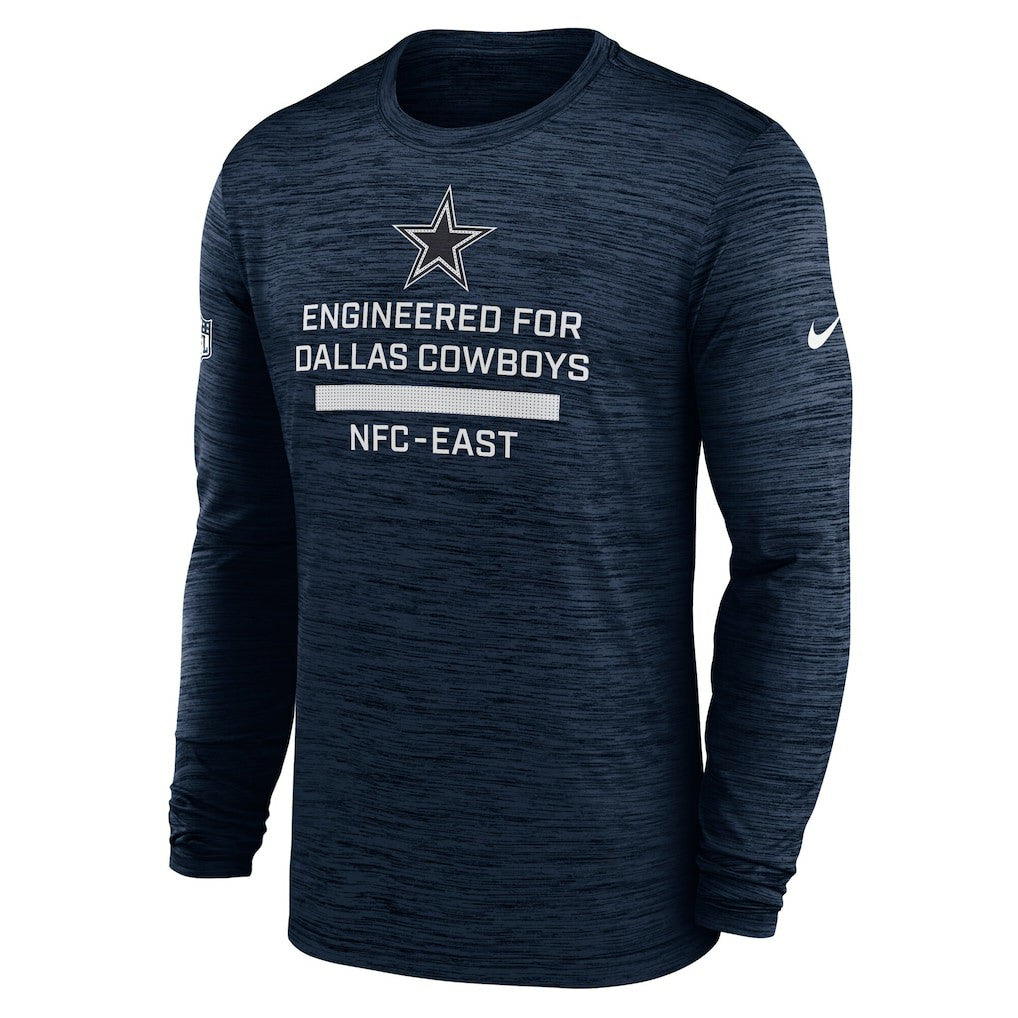 Dallas Cowboys Sideline Velocity Performance Long Sleeve T-Shirt - Navy  - Navy T-shirts