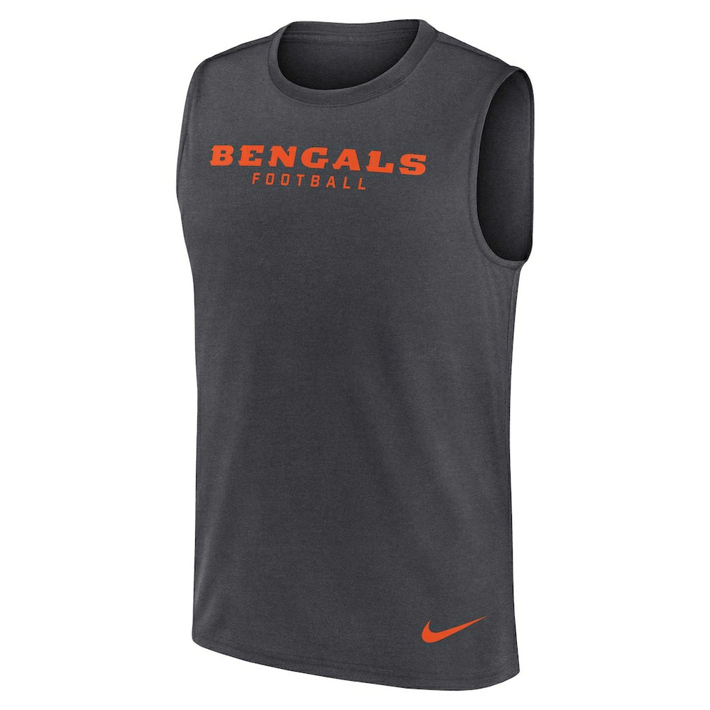 Cincinnati Bengals Primetime Legend Dri-FIT Muscle Tank Top - Charcoal Tops