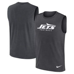 New York Jets Primetime Legend Dri-FIT Muscle Tank Top - Charcoal Tops
