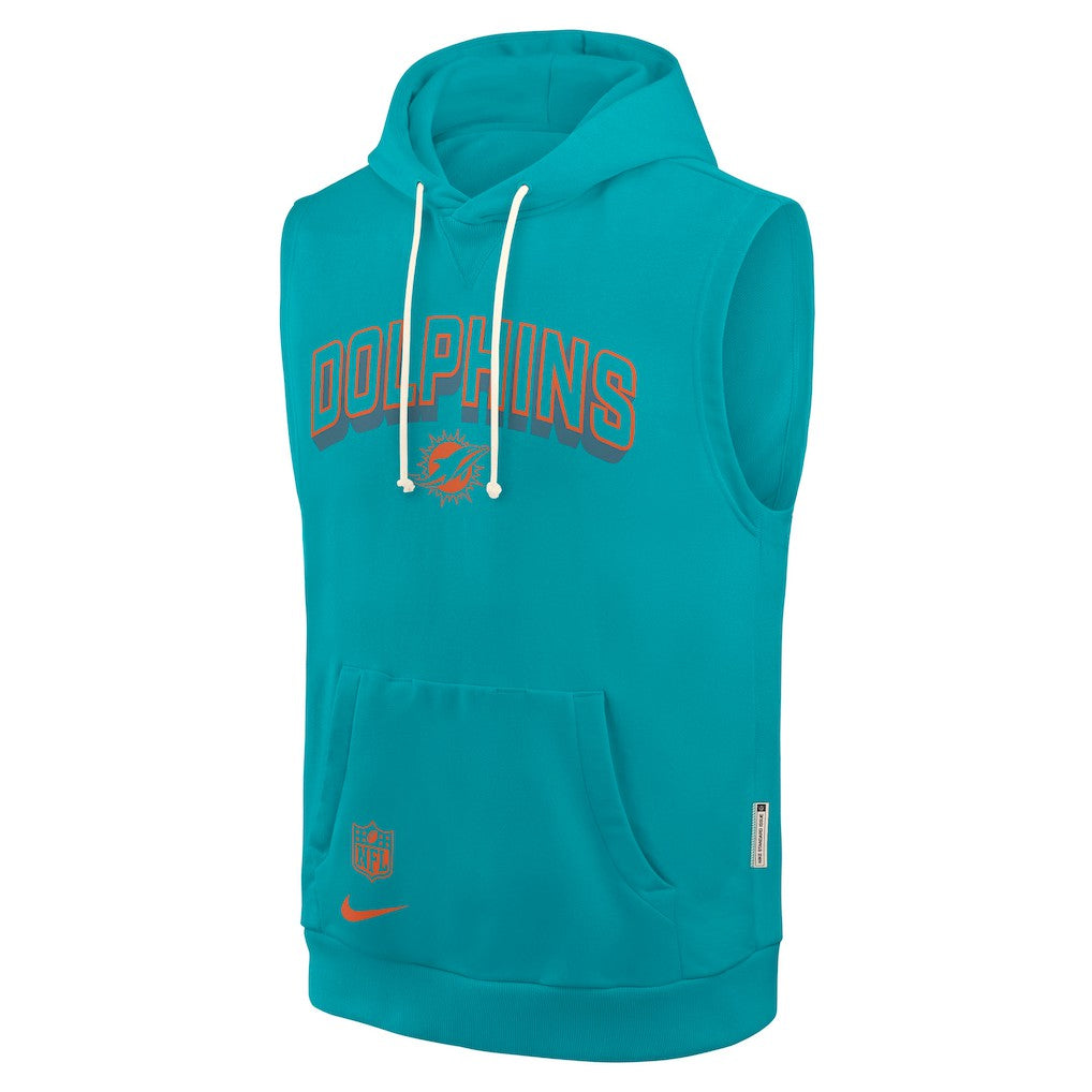 Miami Dolphins Sideline Standard Issue Dri-FIT Sleeveless Hoodie - Aqua Hoodies