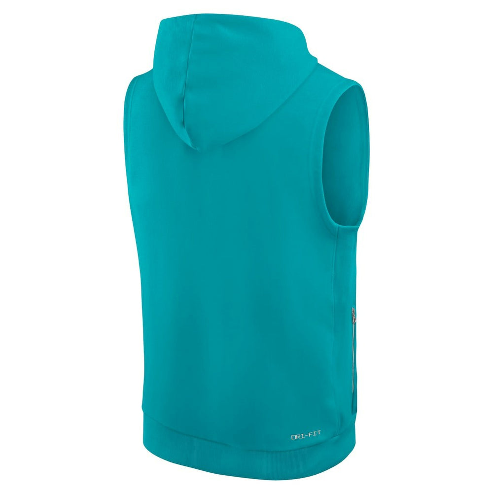 Miami Dolphins Sideline Standard Issue Dri-FIT Sleeveless Hoodie - Aqua Hoodies