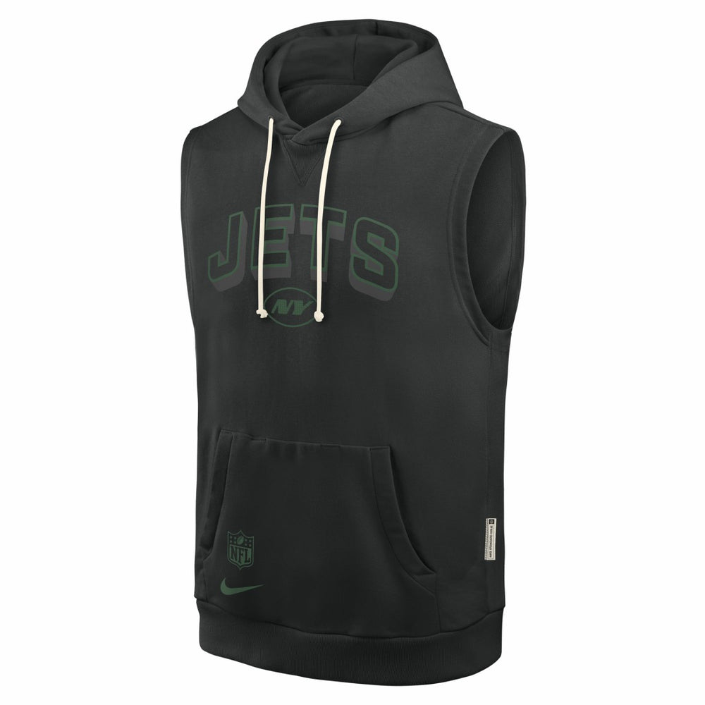 New York Jets Sideline Standard Issue Dri-FIT Sleeveless Hoodie - Black Hoodies