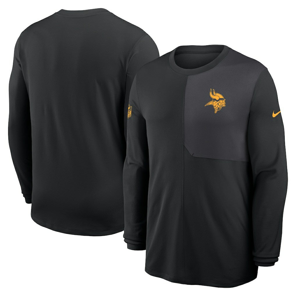 Minnesota Vikings Sideline Coach UV Dri-FIT Long Sleeve Shirt - Black