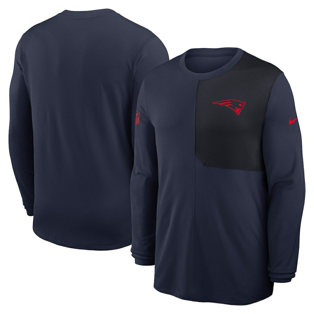 New England Patriots Sideline Coach UV Dri-FIT Long Sleeve Shirt - Navy