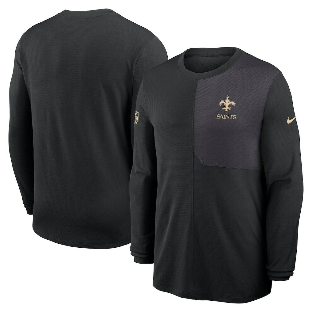 New Orleans Saints Sideline Coach UV Dri-FIT Long Sleeve Shirt - Black
