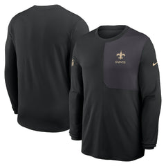 New Orleans Saints Sideline Coach UV Dri-FIT Long Sleeve Shirt - Black