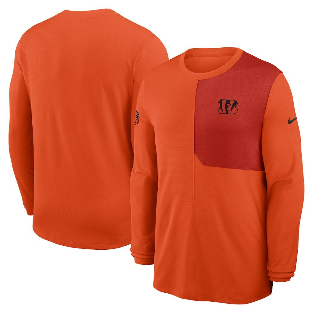 Cincinnati Bengals Sideline Coach UV Dri-FIT Long Sleeve Shirt - Orange