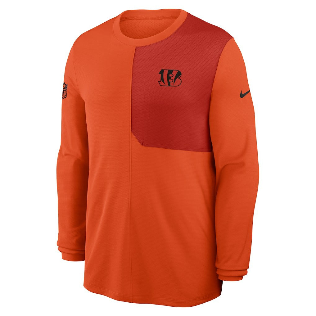 Cincinnati Bengals Sideline Coach UV Dri-FIT Long Sleeve Shirt - Orange