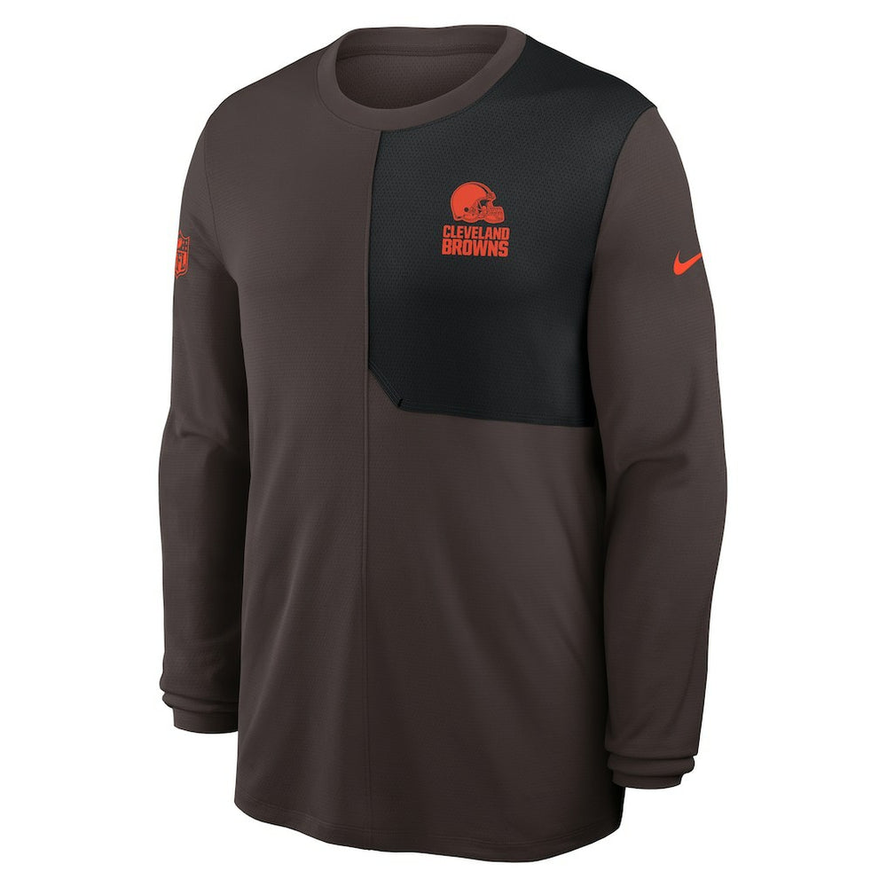 Cleveland Browns Sideline Coach UV Dri-FIT Long Sleeve Shirt - Brown