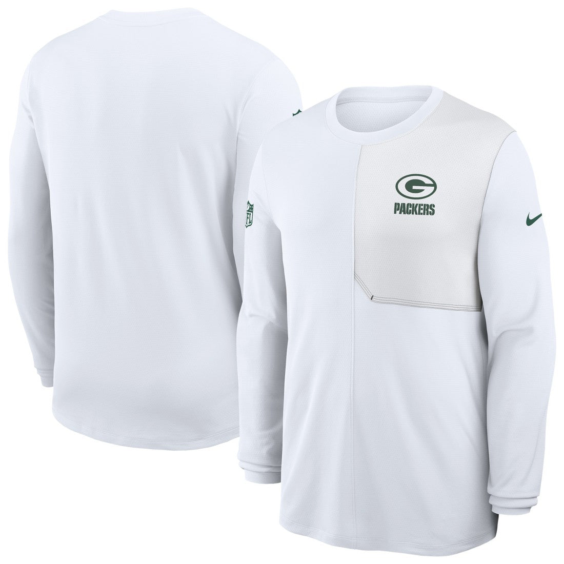 Green Bay Packers Sideline Coach UV Dri-FIT Long Sleeve Shirt - White
