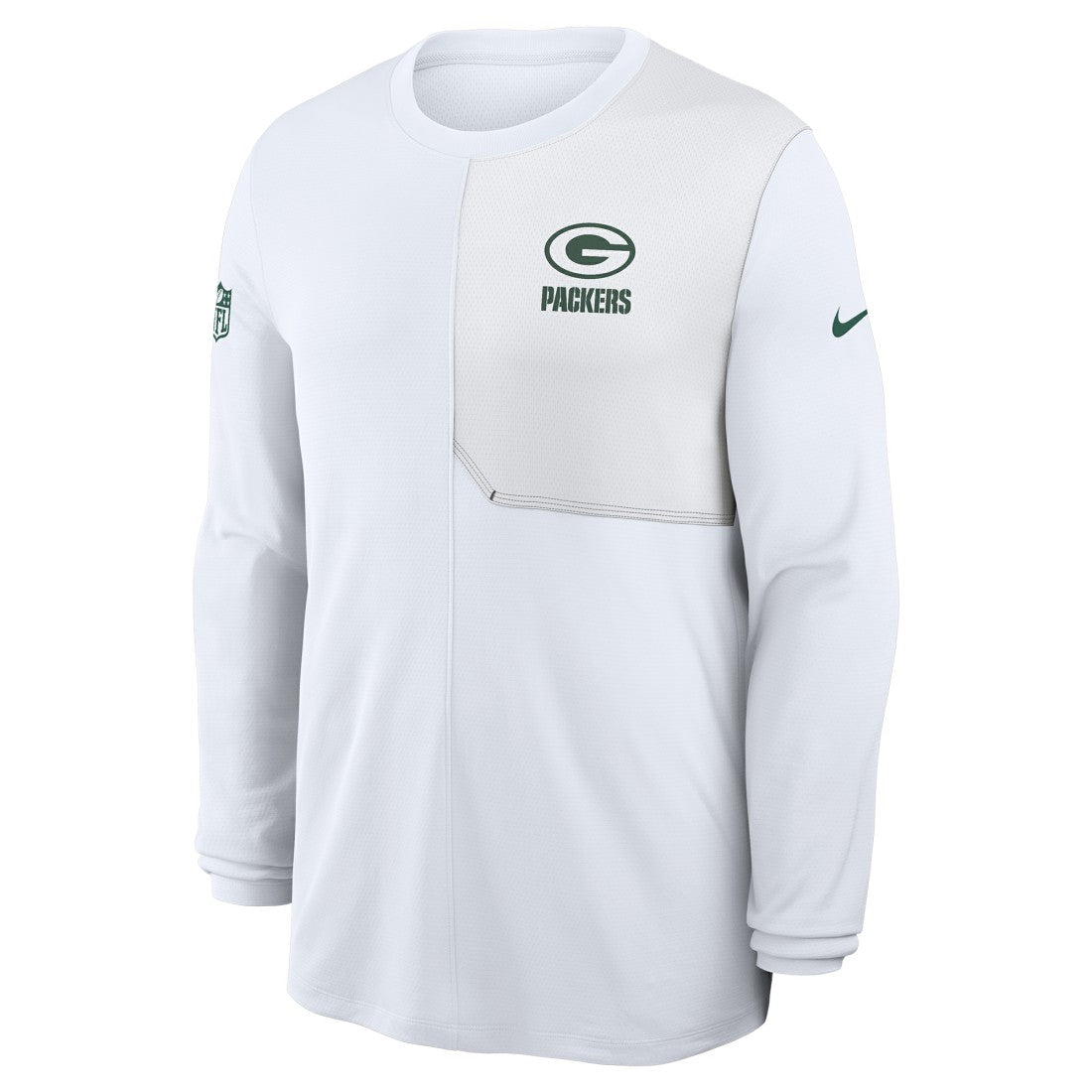 Green Bay Packers Sideline Coach UV Dri-FIT Long Sleeve Shirt - White