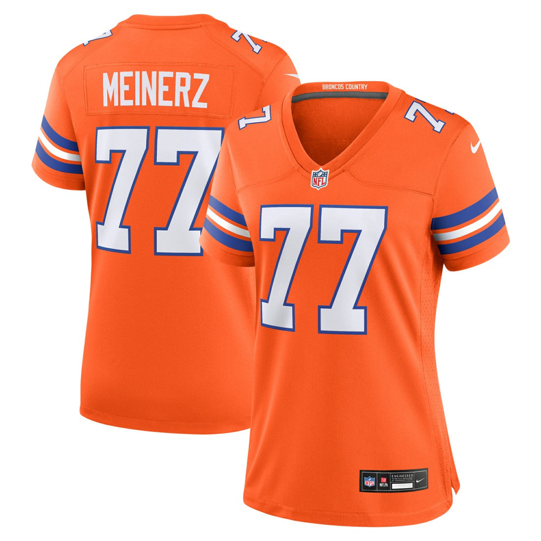 Quinn Meinerz Denver Broncos Women's Mile High Collection 1977 Throwback Player Game Jersey - Orange Jerseys