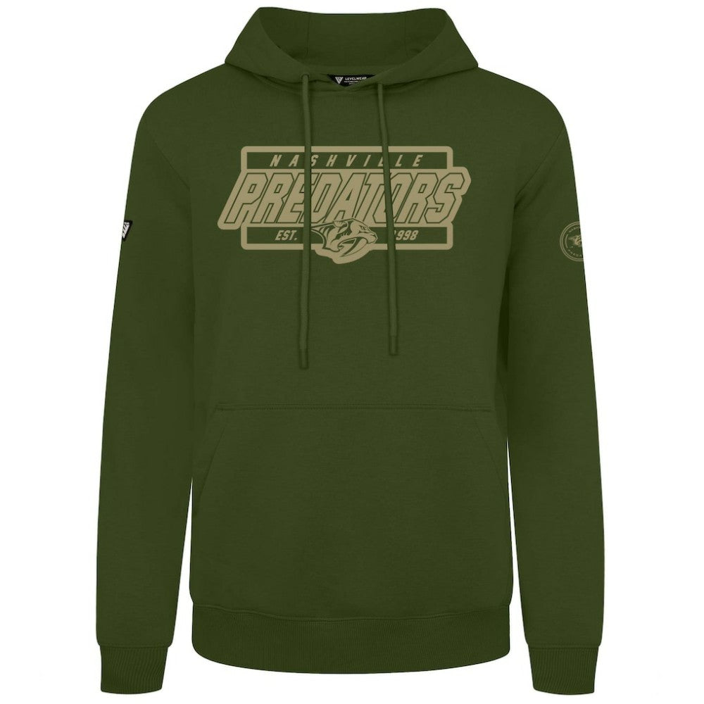 Nashville Predators Levelwear Podium Pullover Hoodie - Olive | US 202116558