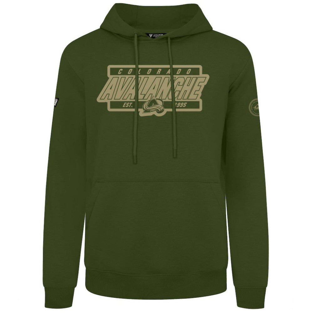 Colorado Avalanche Levelwear Podium Pullover Hoodie - Olive | US 202116559