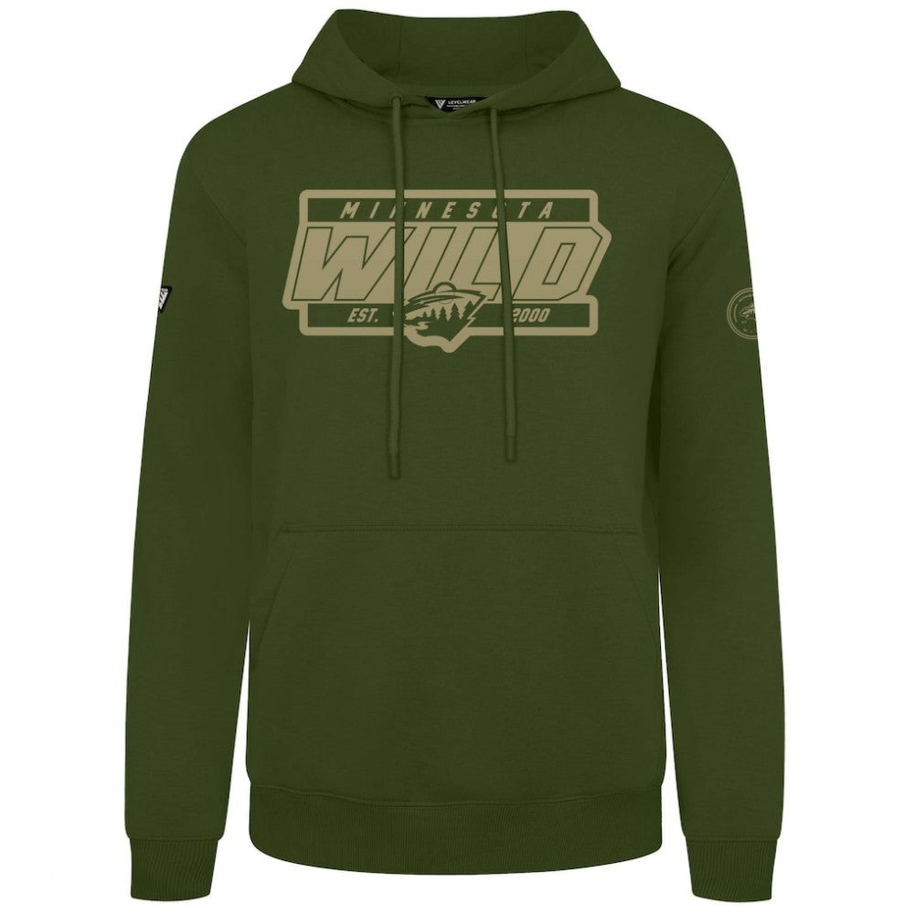 Minnesota Wild Levelwear Podium Pullover Hoodie - Olive | US 202116560