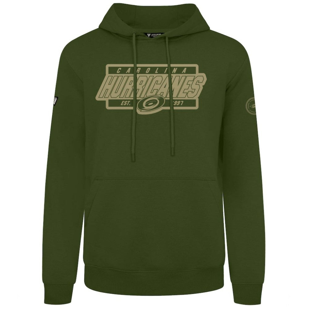 Carolina Hurricanes Levelwear Podium Pullover Hoodie - Olive | US 202116561