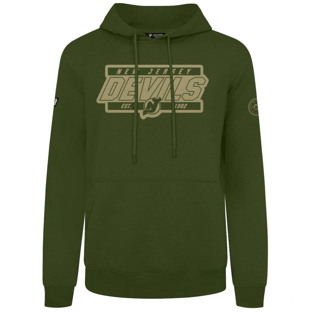 New Jersey Devils Levelwear Podium Pullover Hoodie - Olive | US 202116573