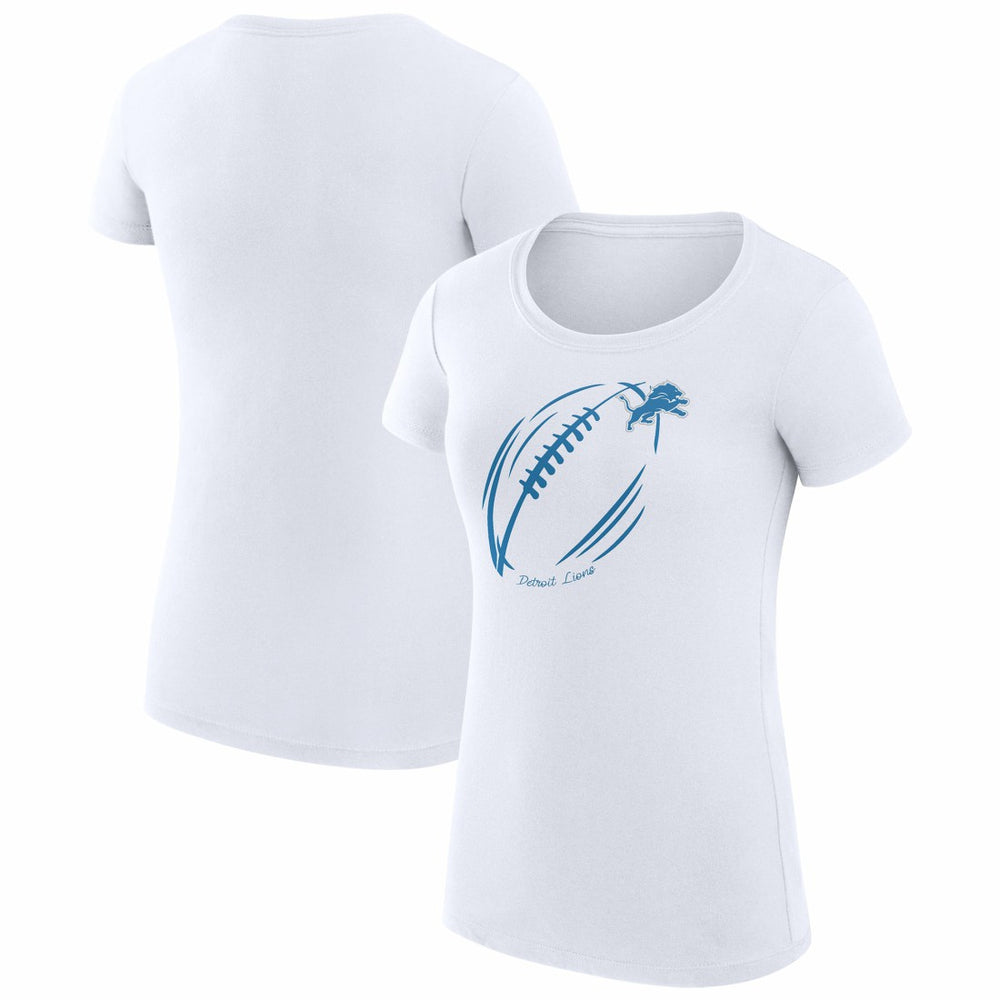 Detroit Lions G-III 4Her by Carl Banks Women's Super-Slim Fit Lightweight Subtle Football T-Shirt - White T-shirts